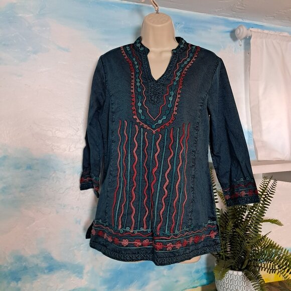 Parsley & Sage size S boho embroidered blouse, NEW WITH TAGS - Picture 1 of 7